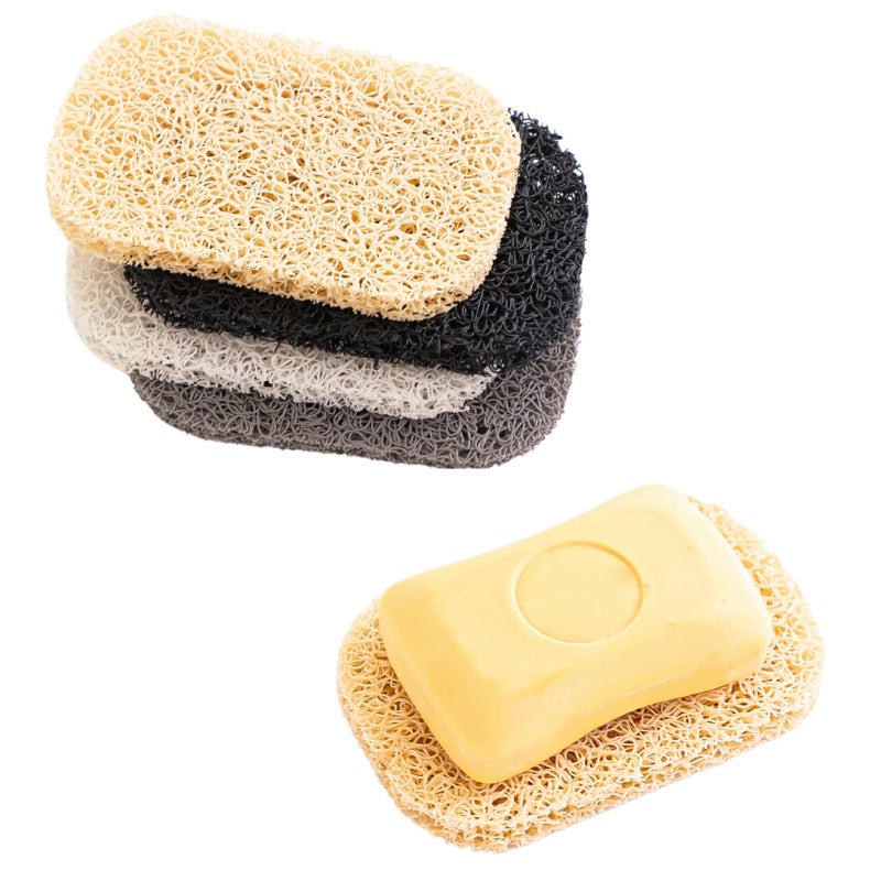 Snowkingdom 4 Pack Black Soap Saver Draining Lift Pad 2.9" x 4.5" PVC Non-BPA Non-Slip Durable - Image 1
